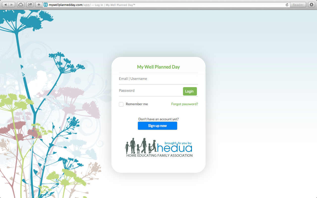 HEDUA's Software Digital Planner Log In page