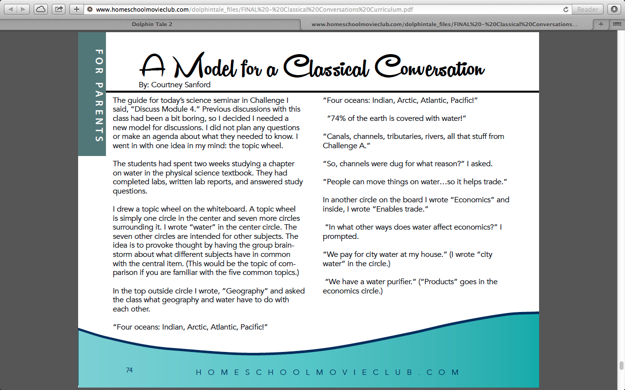 Dolphin Tales 2 Classical Conversations Parent Tips