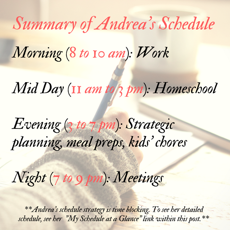 summary of working mom schedule